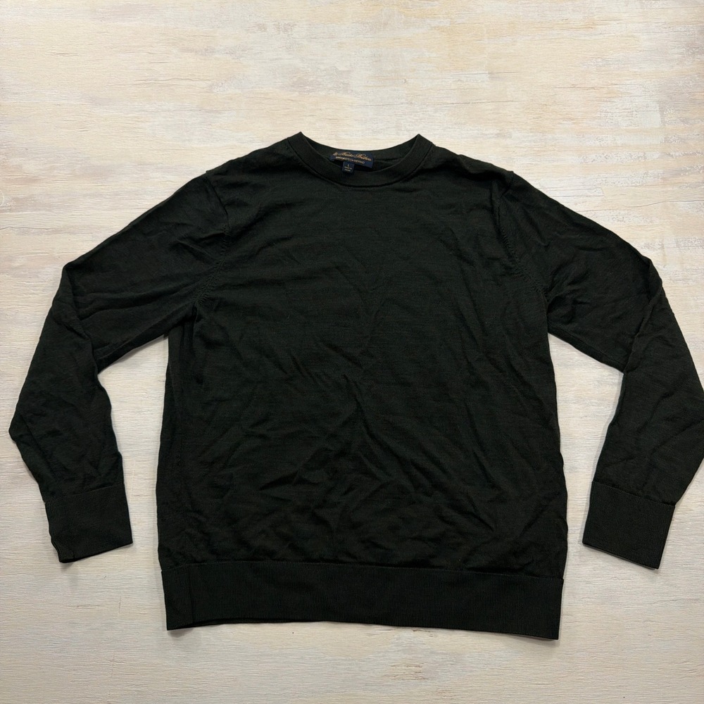 Brooks Brothers Sweater Brookstech Merino Crew Neck Dark Green Mens Size L